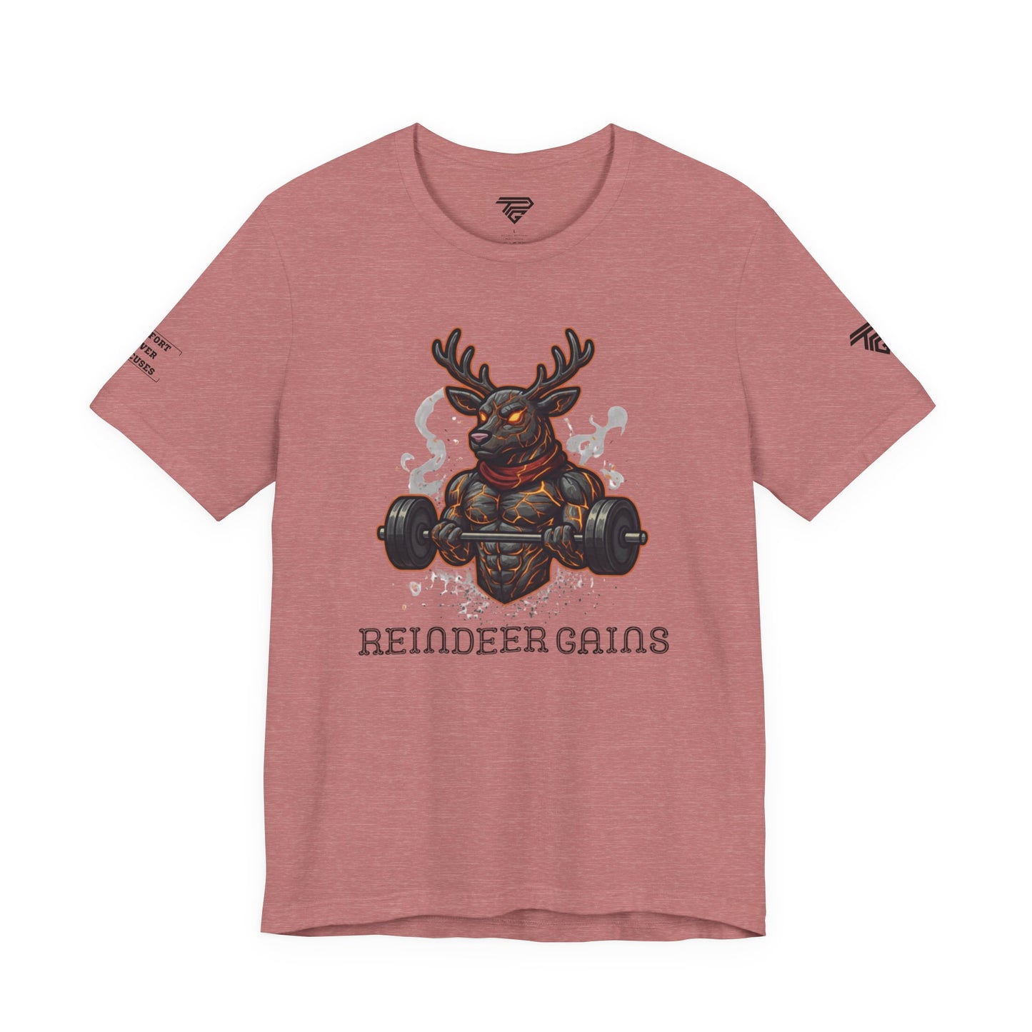 Reindeer Gains Gym T‑Shirt — Funny Christmas Workout Tee