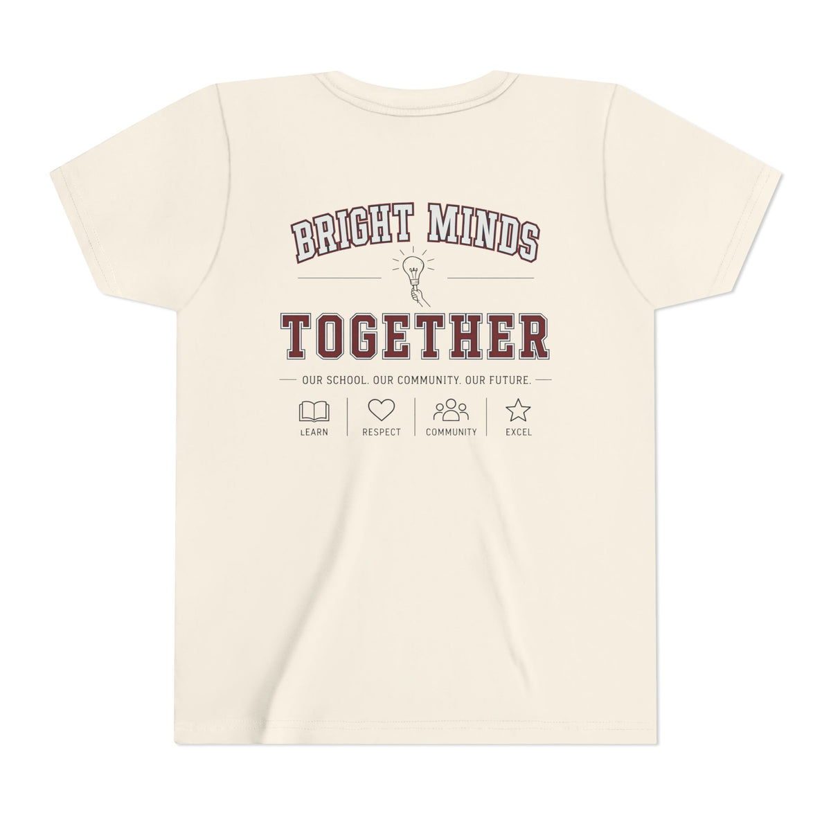 Bright Acres Bright Minds Together Youth Tee — Natural, back