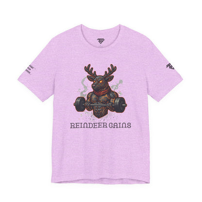 Reindeer Gains Gym T‑Shirt — Funny Christmas Workout Tee