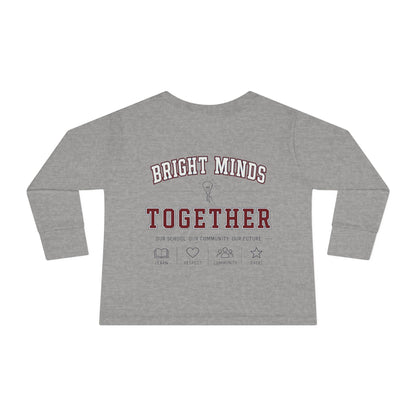 Bright Acres Bright Minds Together Toddler Long Sleeve — Heather, back