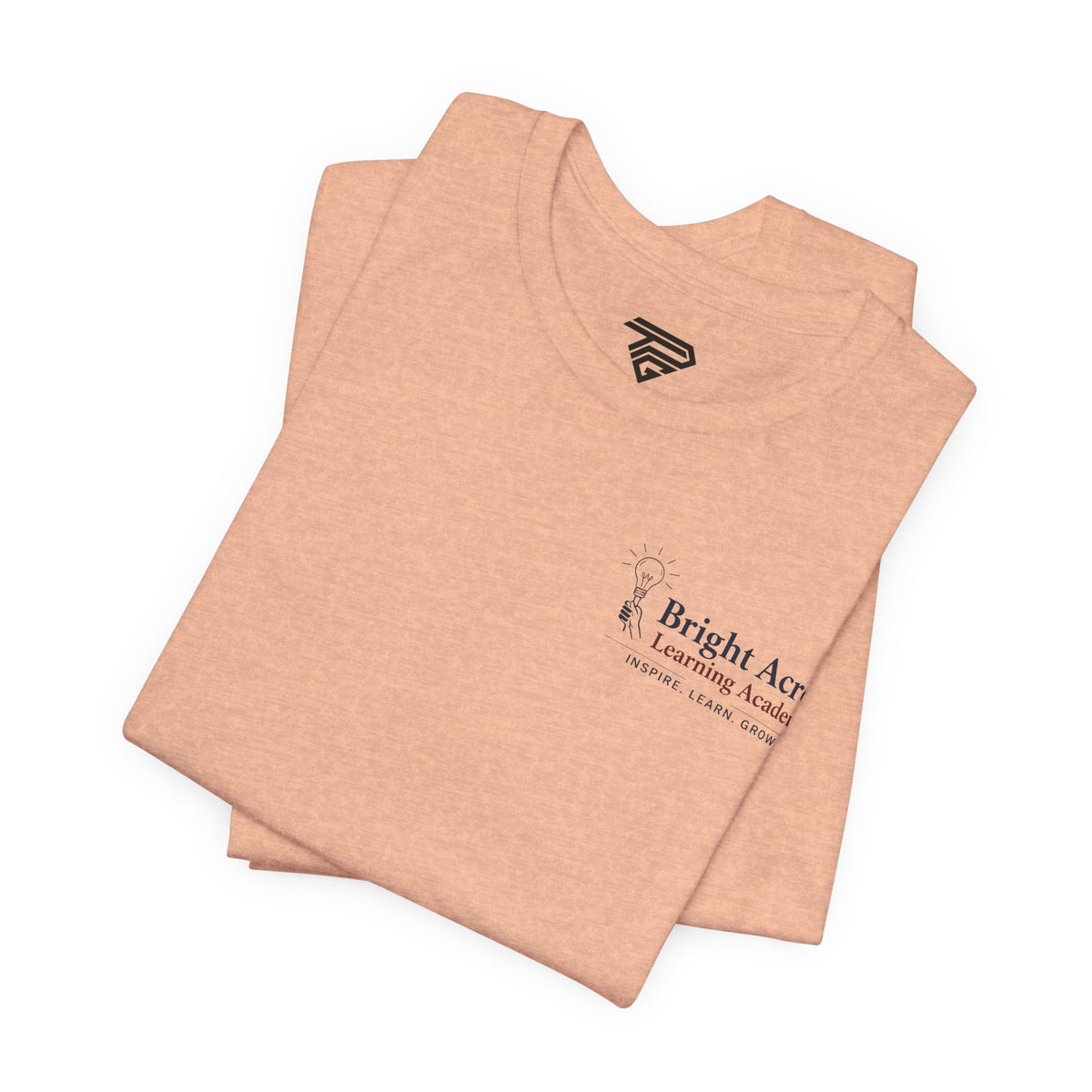 Bright Acres Collegiate Adult Tee — Heather Peach, folded