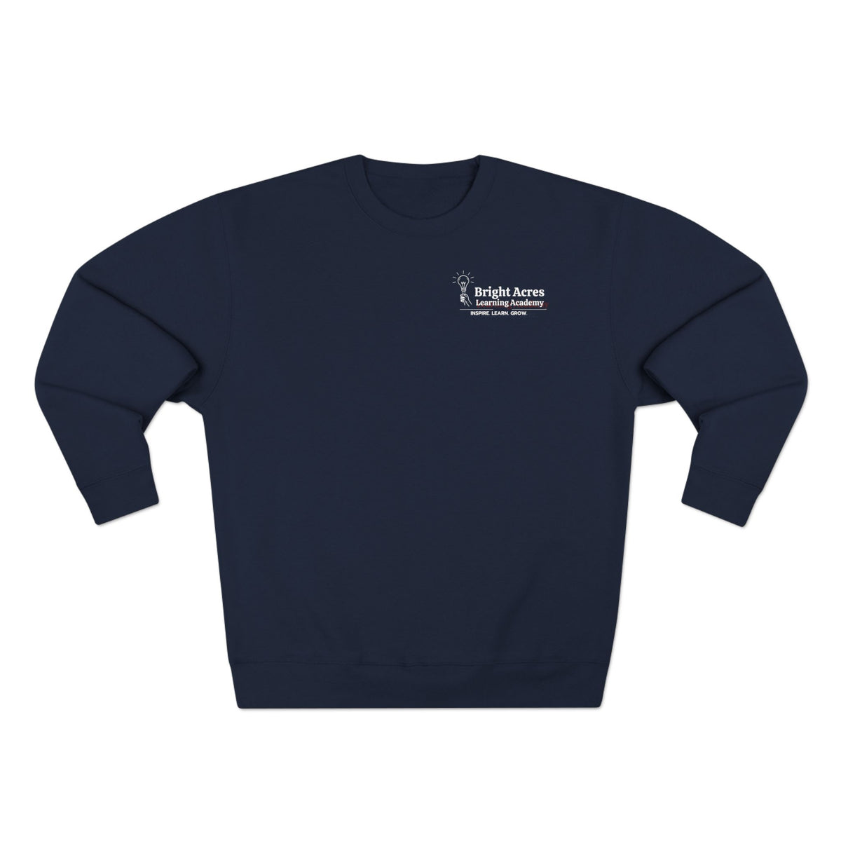Bright Acres Bright Minds Together Fleece Adult Crewneck — Navy, front