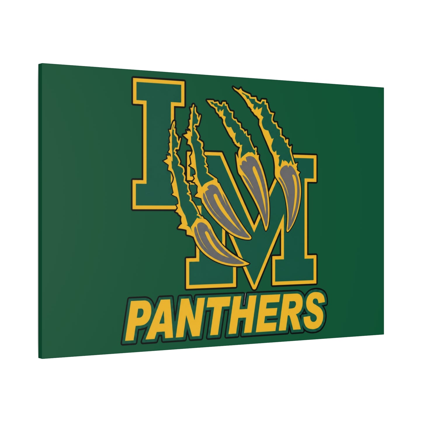 Panthers Logo Matte Stretched Canvas — Green & Gold Game Day Wall Art