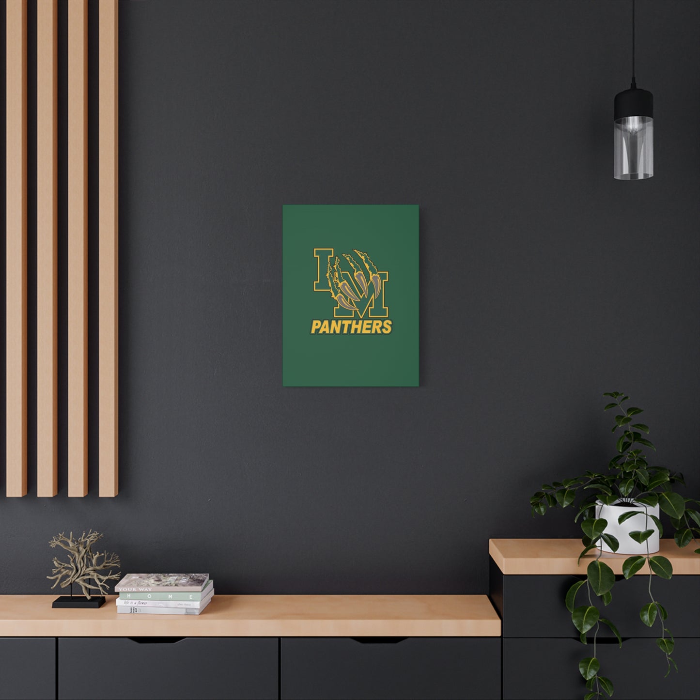 Panthers Logo Matte Stretched Canvas — Green & Gold Game Day Wall Art