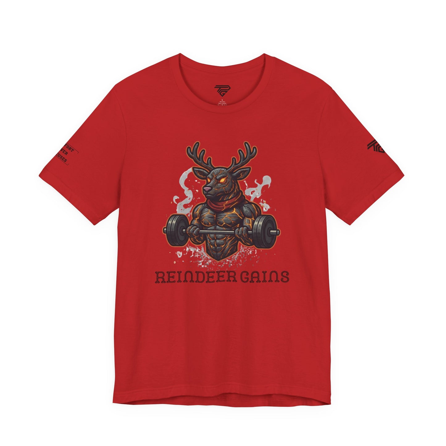 Reindeer Gains Gym T‑Shirt — Funny Christmas Workout Tee