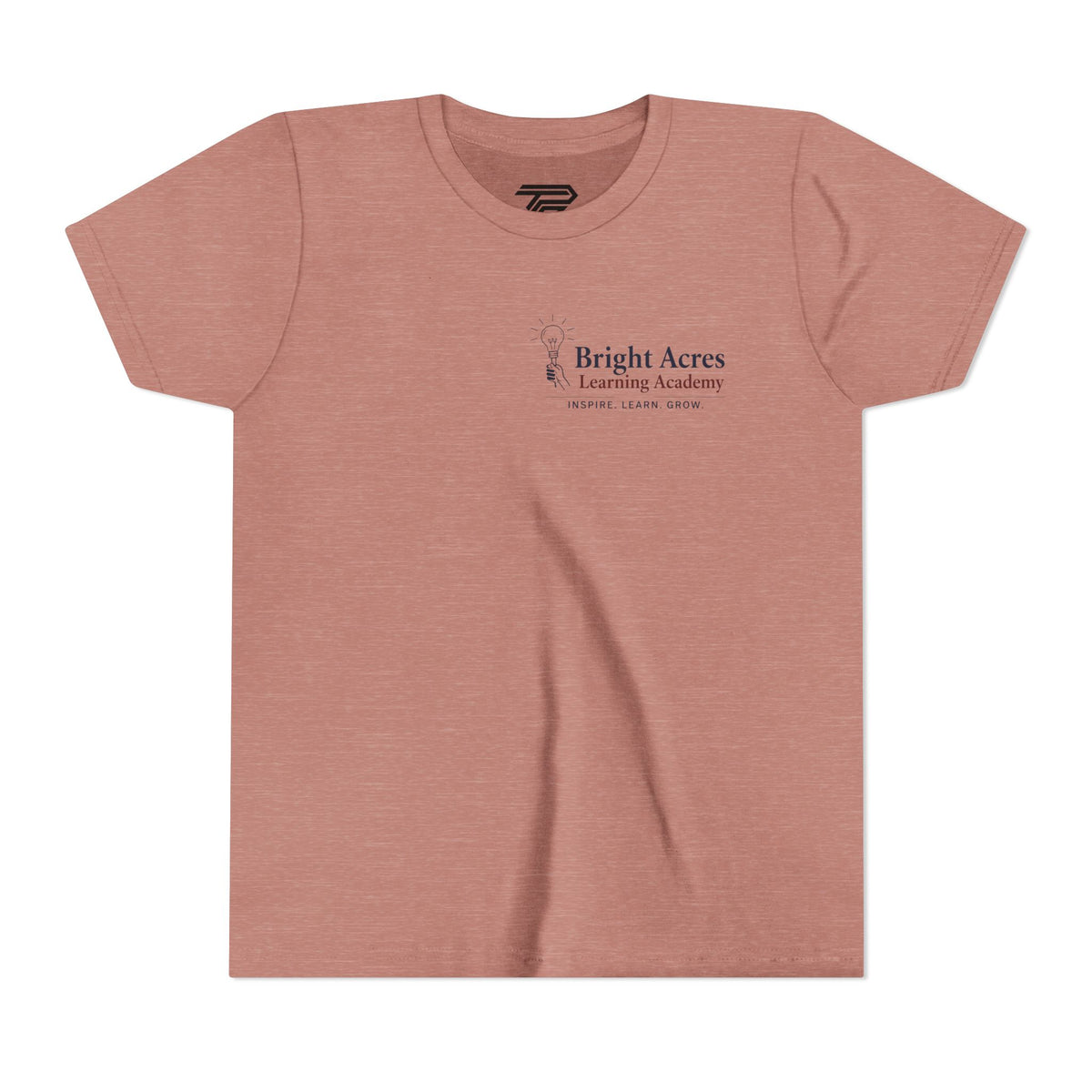 Bright Acres Bright Minds Together Youth Tee — Heather Mauve, front