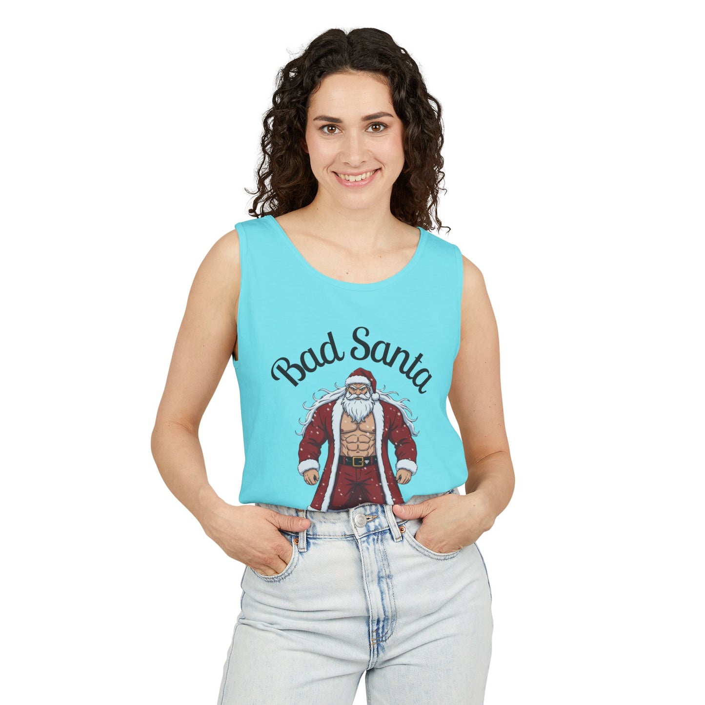 Bad Santa Workout Tank Top — Funny Christmas Gym Tank for Holiday Fitness