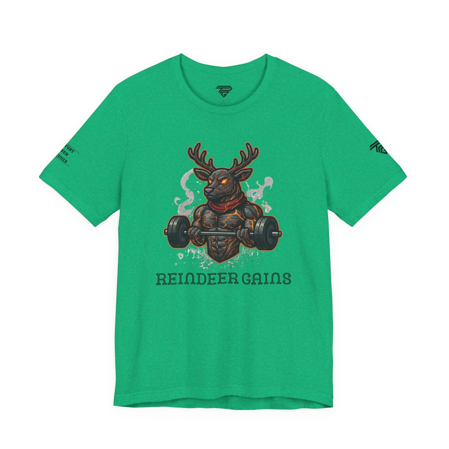 Reindeer Gains Gym T‑Shirt — Funny Christmas Workout Tee