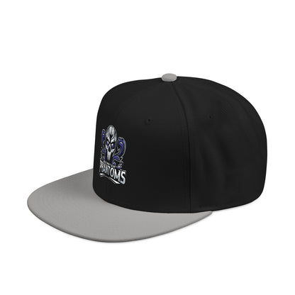 Embroidered Flat Bill Crown Snapback Hat