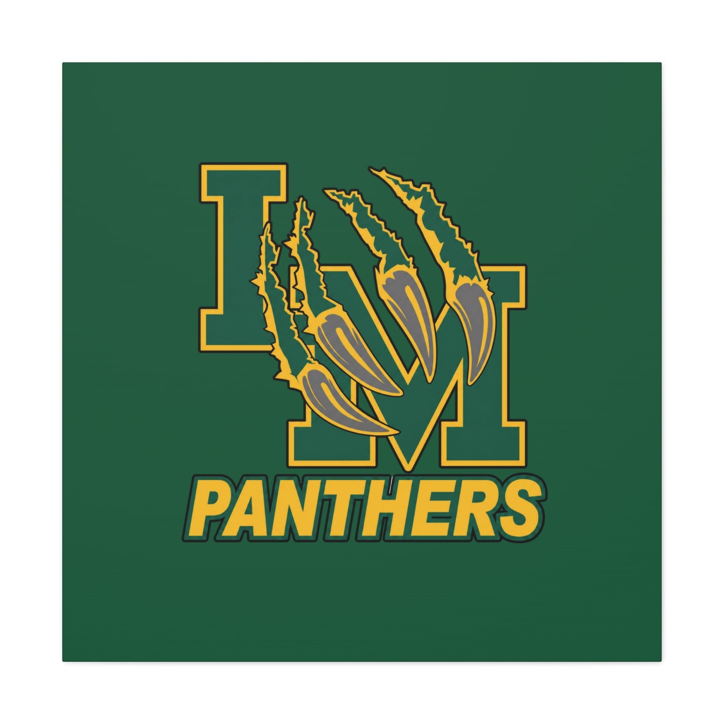 Panthers Logo Matte Stretched Canvas — Green & Gold Game Day Wall Art