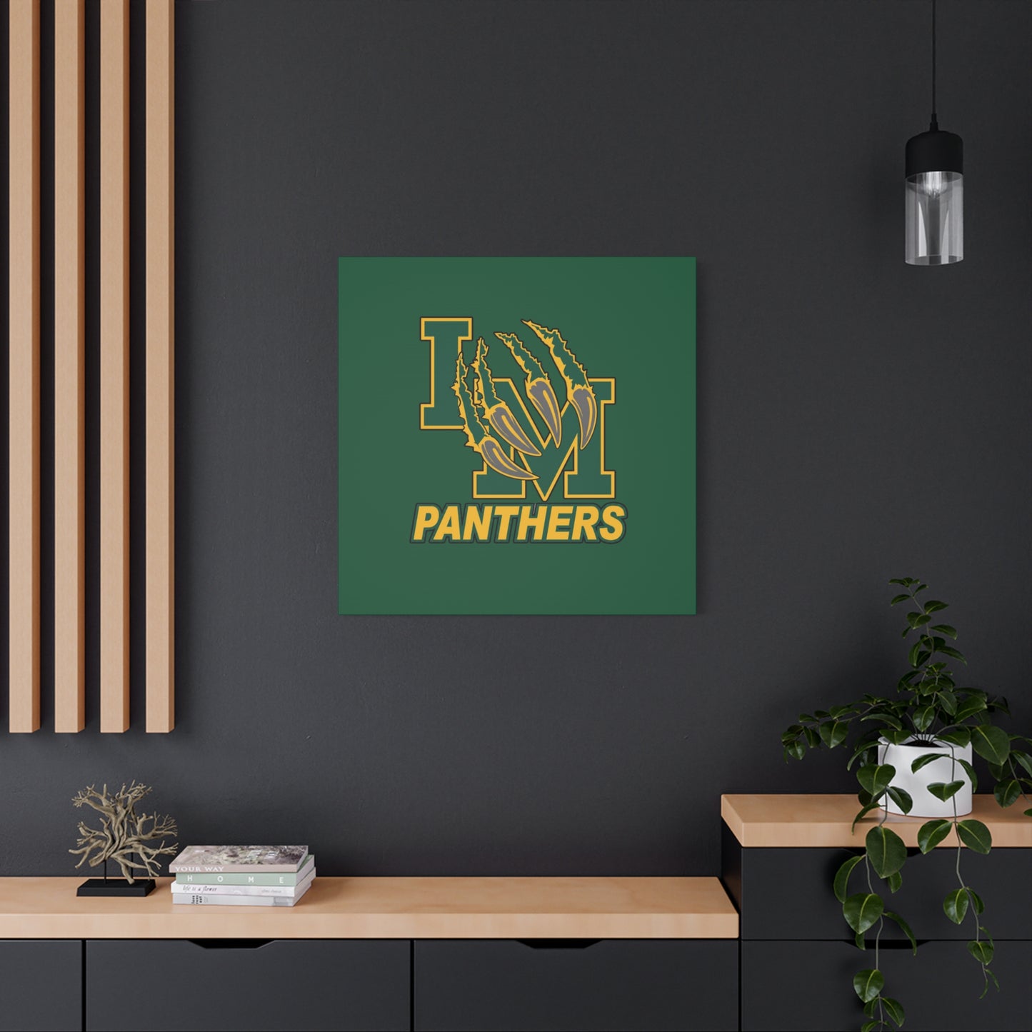 Panthers Logo Matte Stretched Canvas — Green & Gold Game Day Wall Art