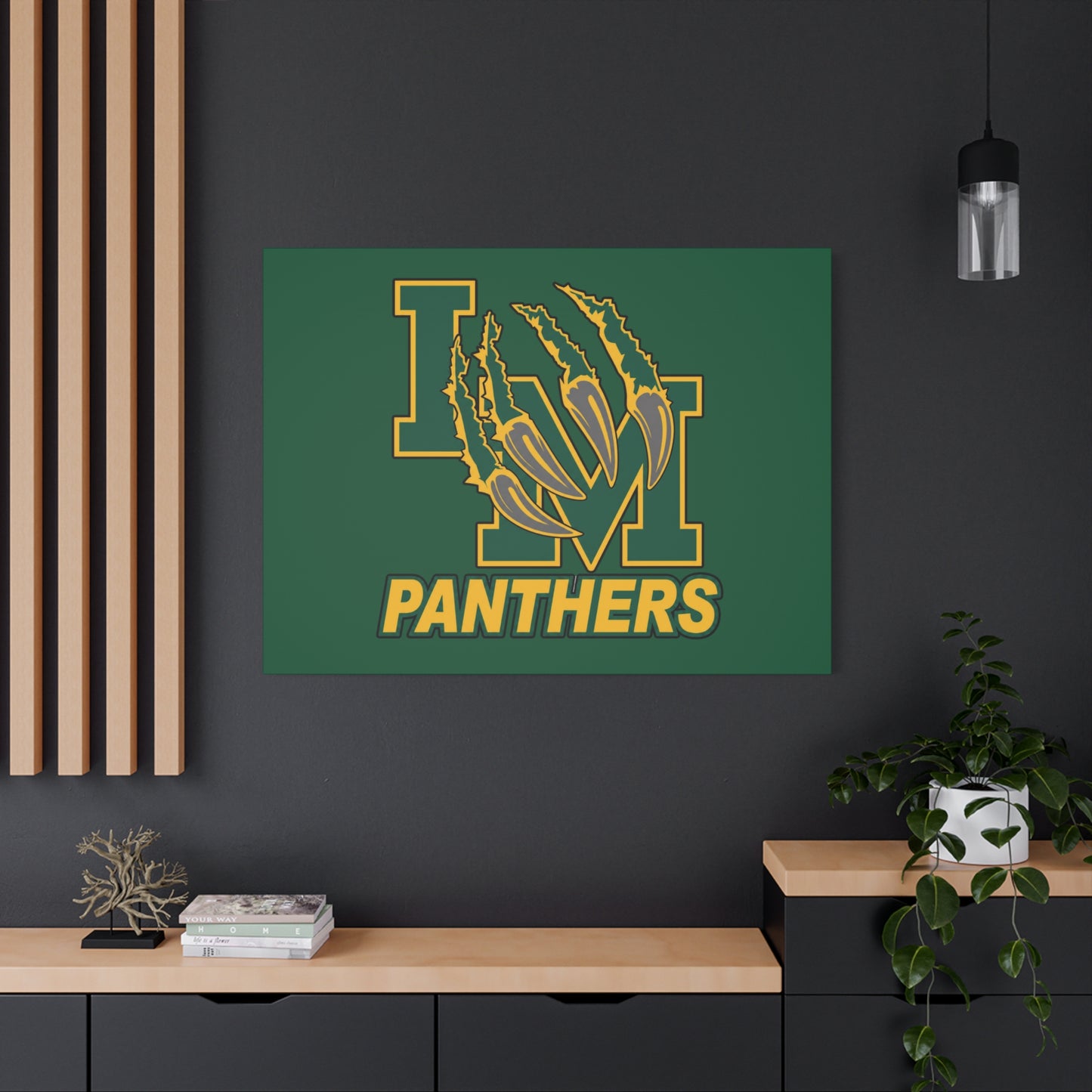 Panthers Logo Matte Stretched Canvas — Green & Gold Game Day Wall Art