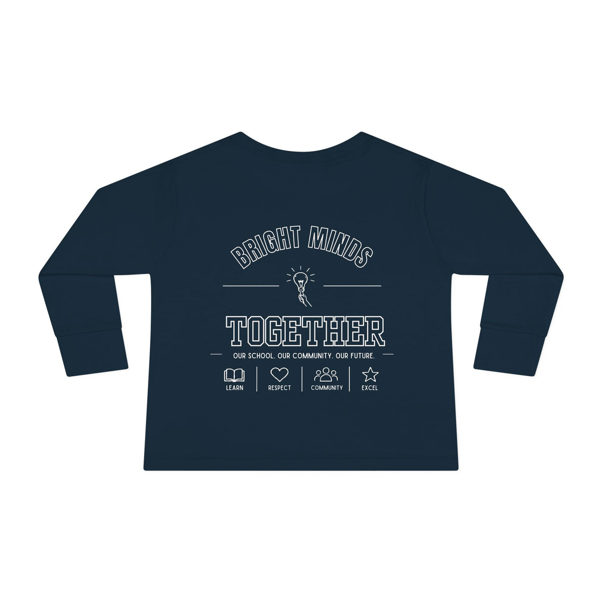 Bright Acres Bright Minds Together Toddler Long Sleeve — Navy, back