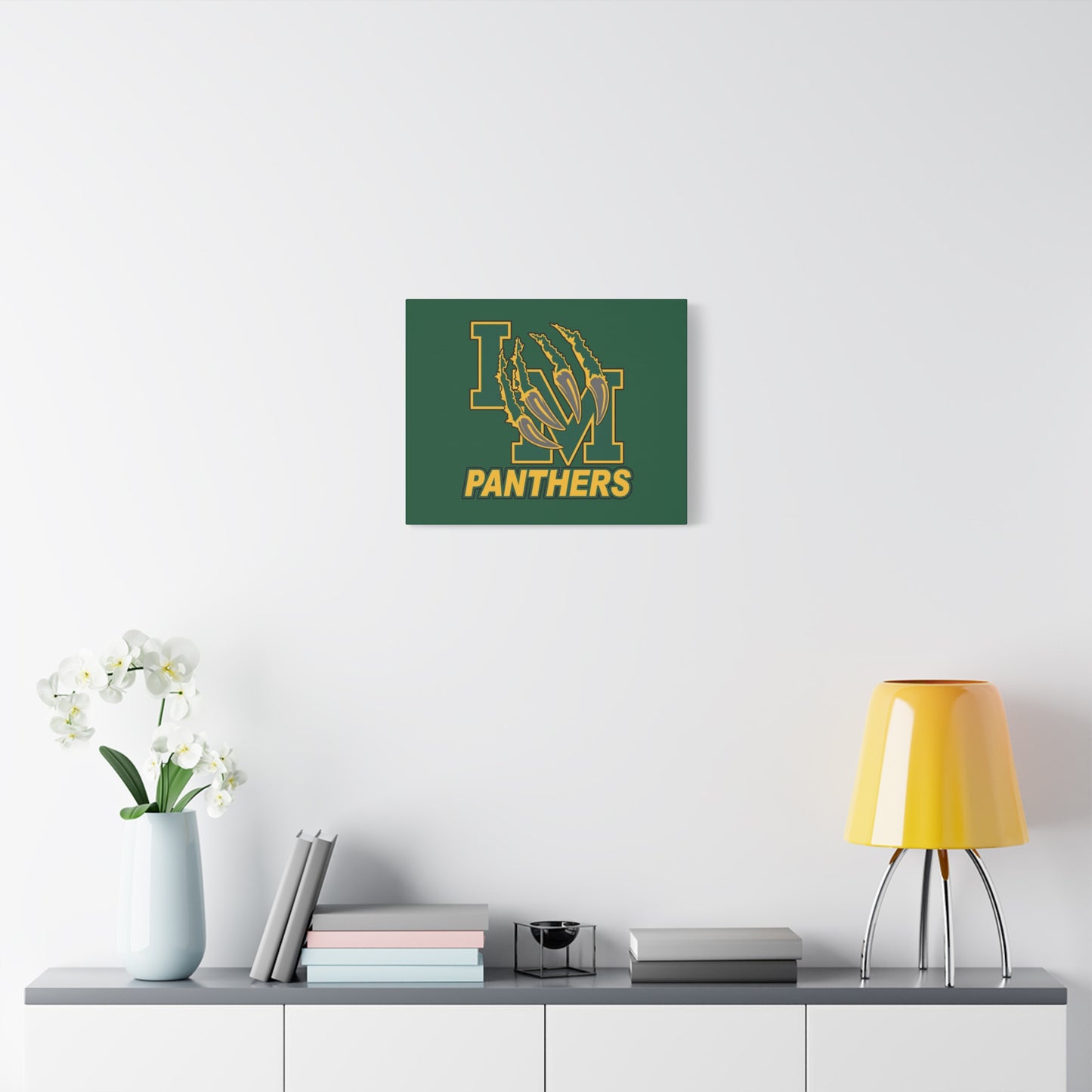 Panthers Logo Matte Stretched Canvas — Green & Gold Game Day Wall Art