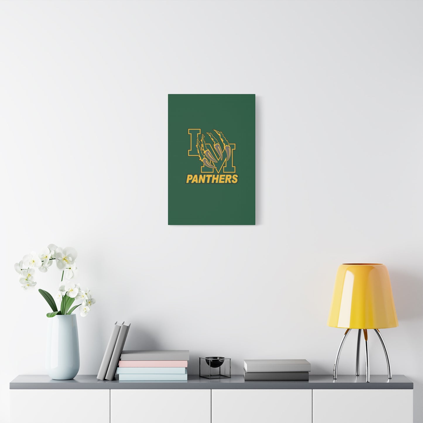 Panthers Logo Matte Stretched Canvas — Green & Gold Game Day Wall Art