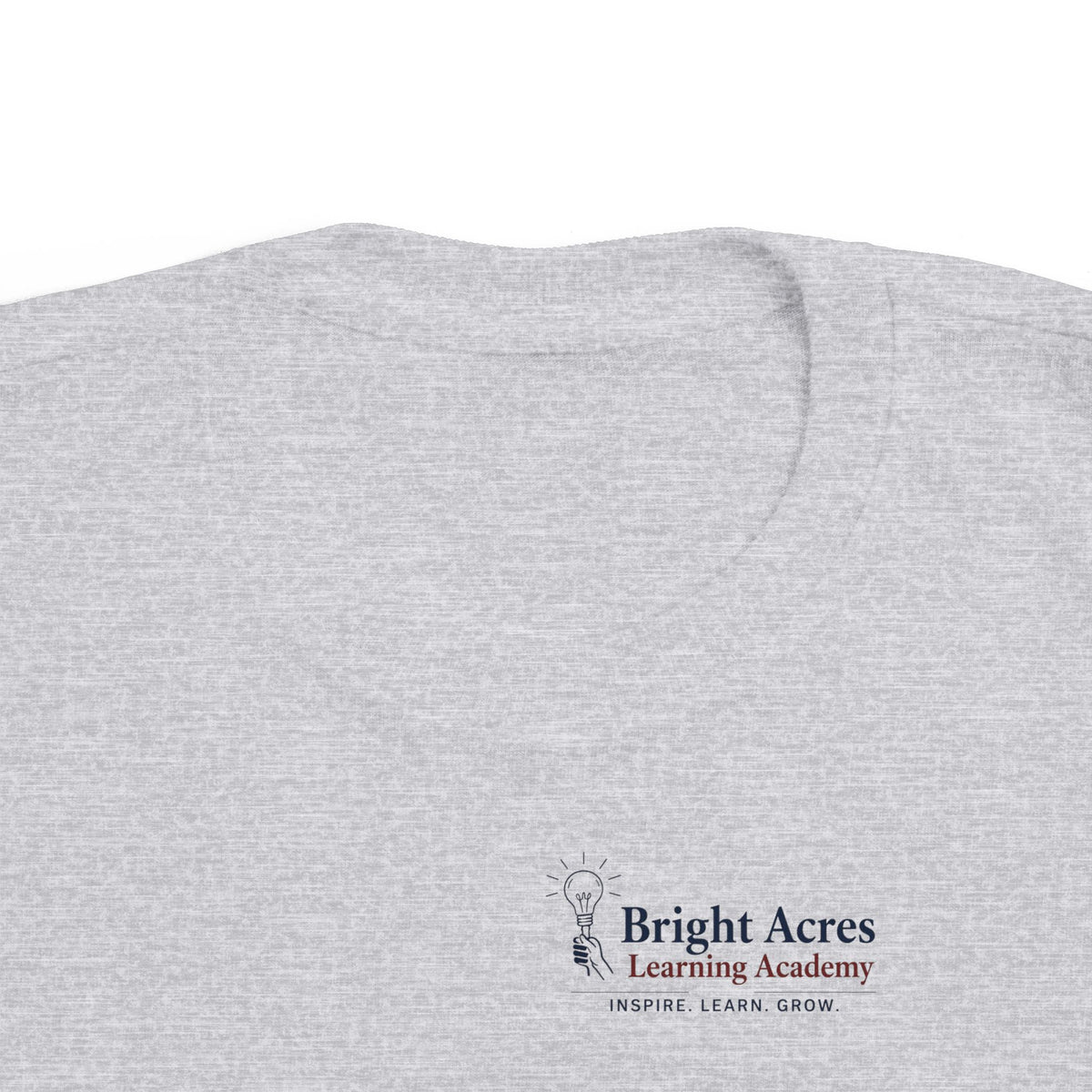 Bright Acres Little Minds Bright Futures Toddler Tee — Heather, chest logo detail