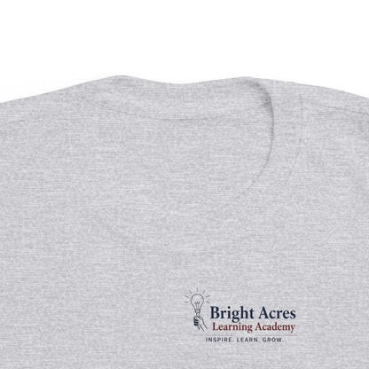 Bright Acres Little Minds Bright Futures Toddler Tee — Heather, chest logo detail