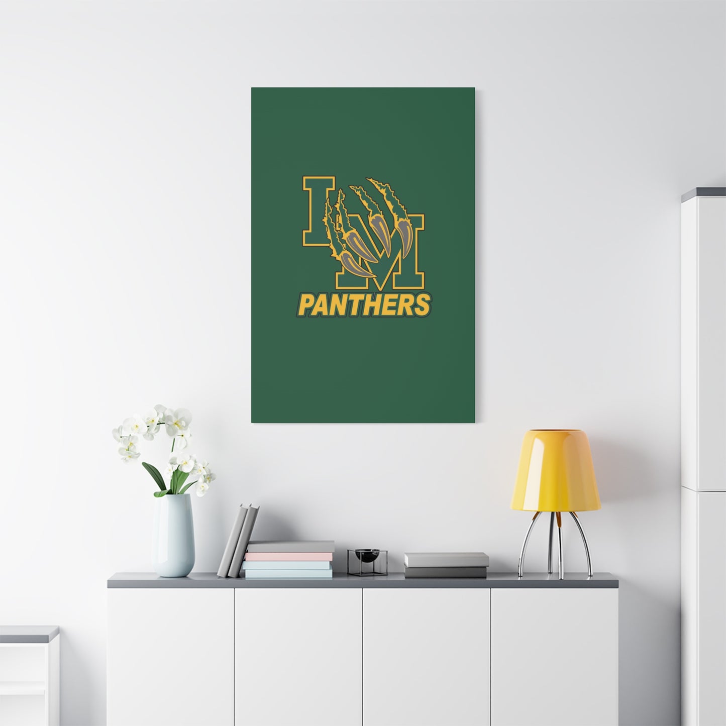 Panthers Logo Matte Stretched Canvas — Green & Gold Game Day Wall Art