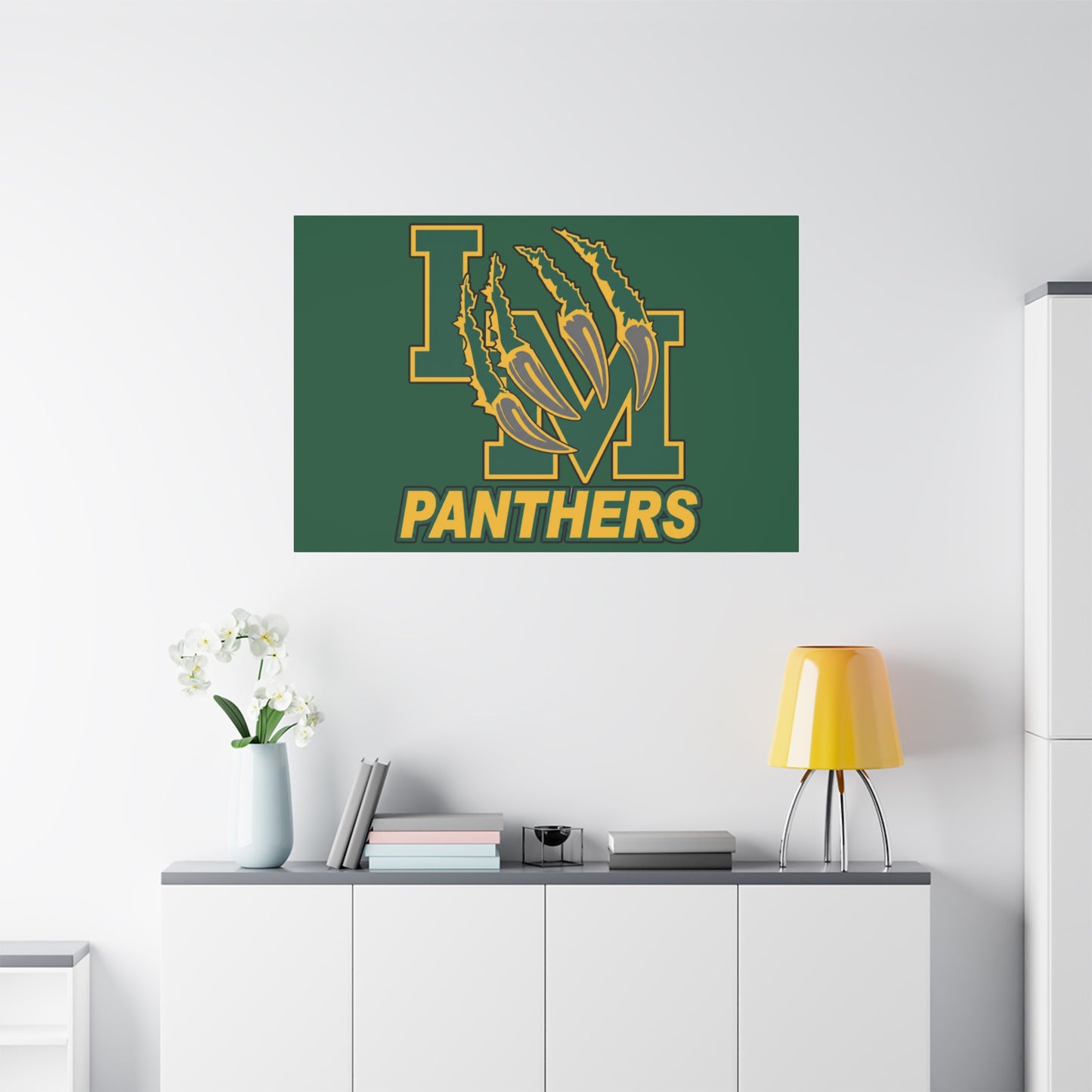 Panthers Logo Matte Stretched Canvas — Green & Gold Game Day Wall Art