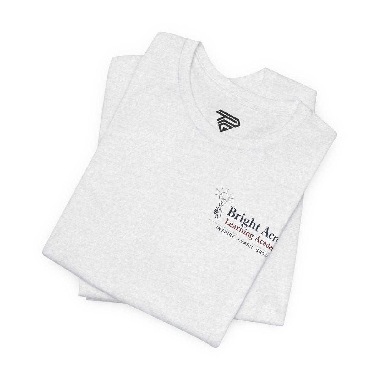 Bright Acres Collegiate Adult Tee — Ash, folded