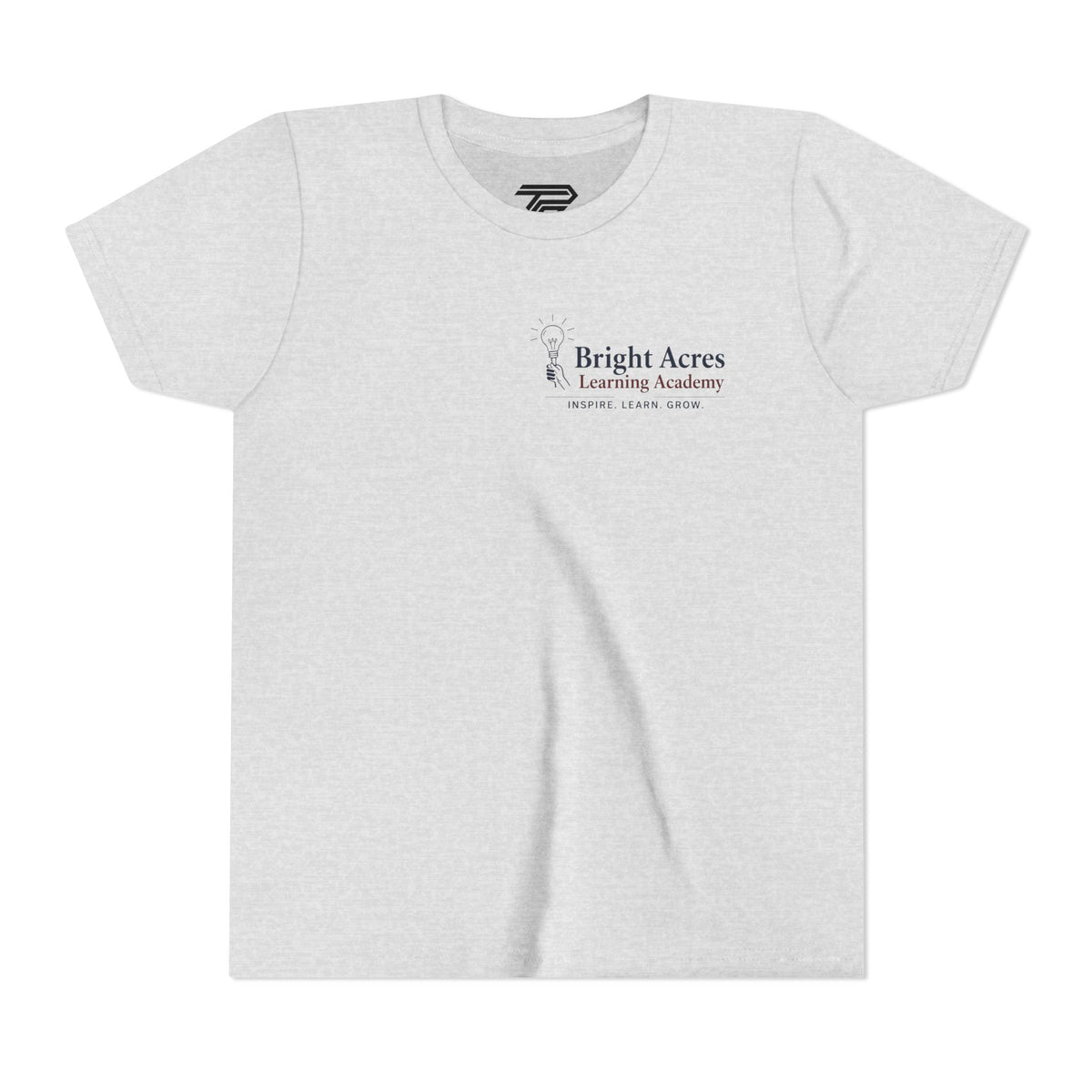 Bright Acres Bright Minds Together Youth Tee — Ash, front