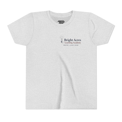 Bright Acres Bright Minds Together Youth Tee — Ash, front