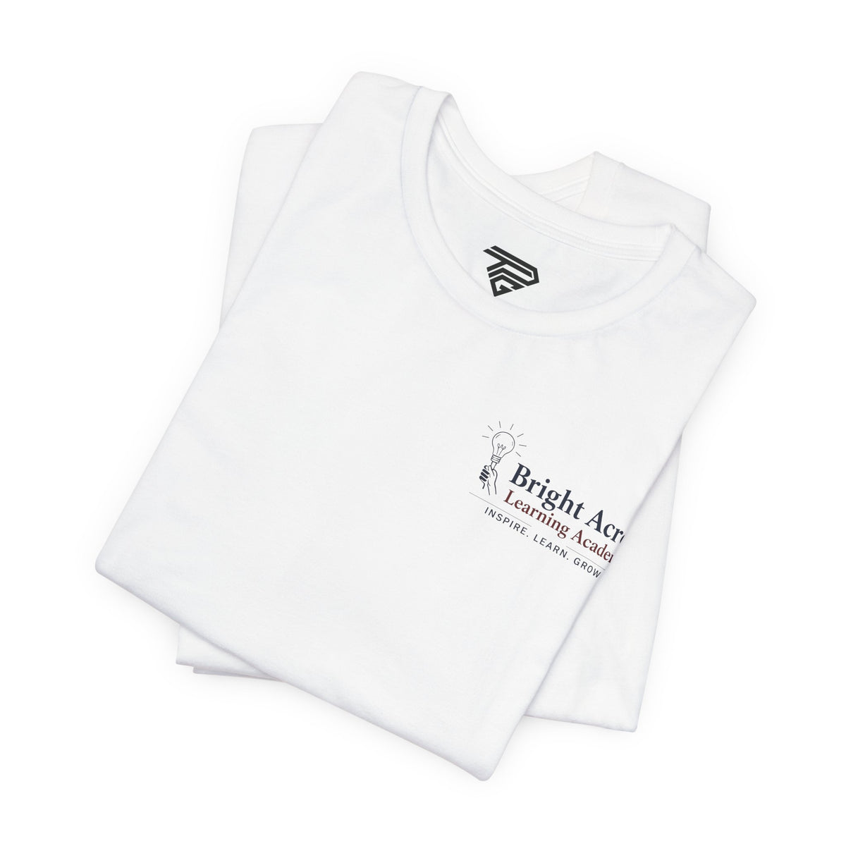 Bright Acres Collegiate Adult Tee — White, folded