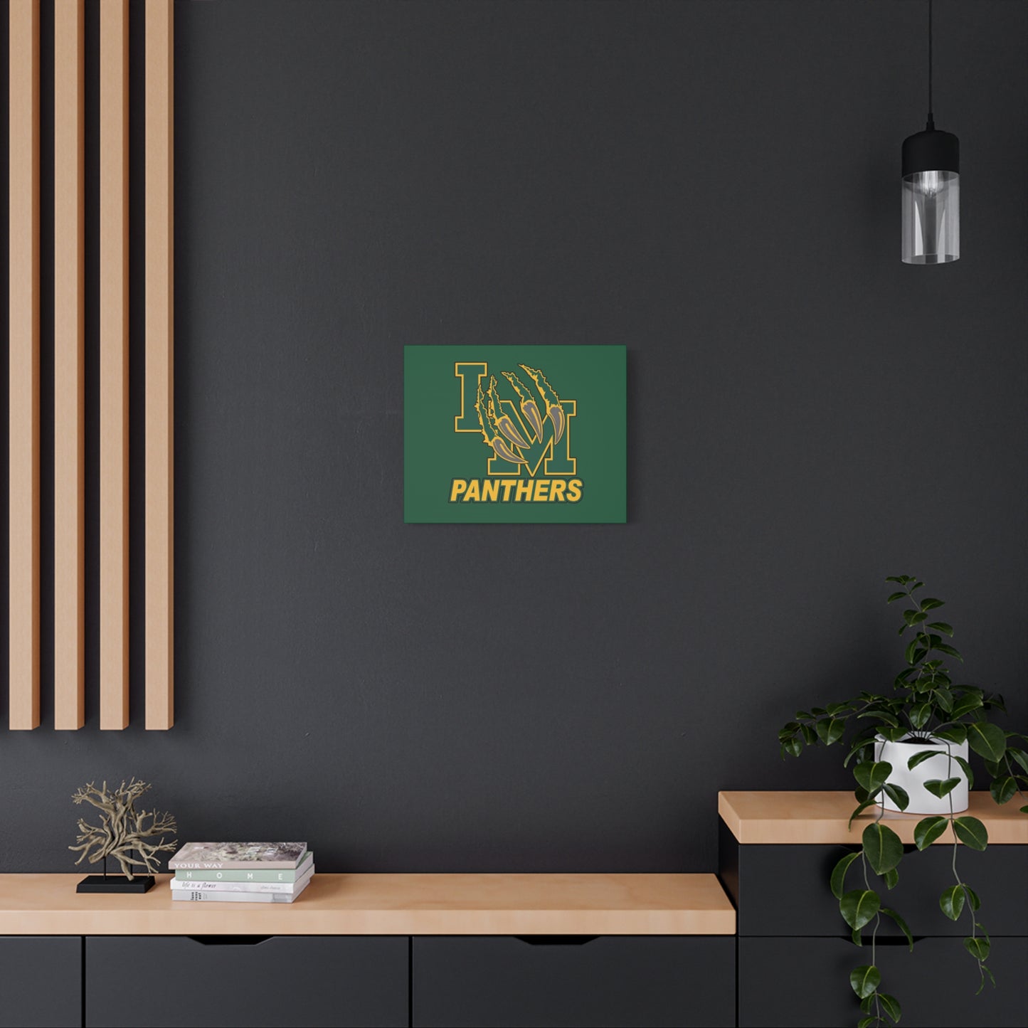 Panthers Logo Matte Stretched Canvas — Green & Gold Game Day Wall Art