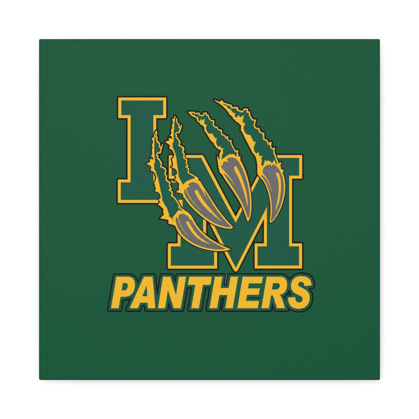 Panthers Logo Matte Stretched Canvas — Green & Gold Game Day Wall Art