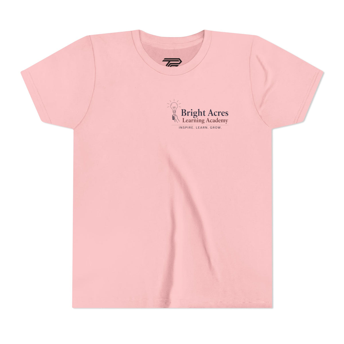 Bright Acres Bright Minds Together Youth Tee — Pink, front