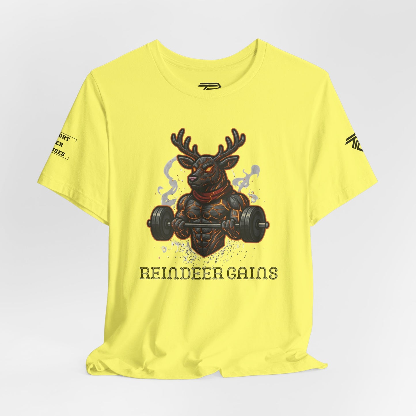 Reindeer Gains Gym T‑Shirt — Funny Christmas Workout Tee