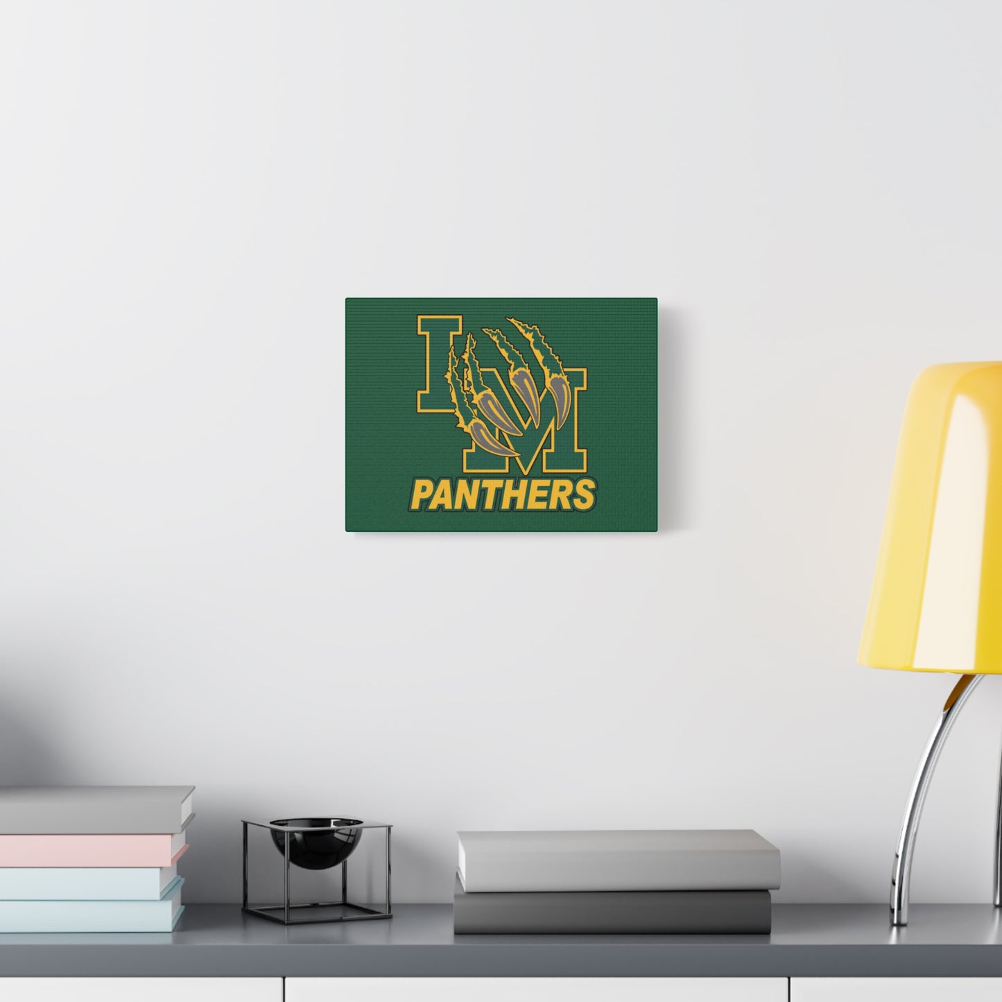 Panthers Logo Matte Stretched Canvas — Green & Gold Game Day Wall Art