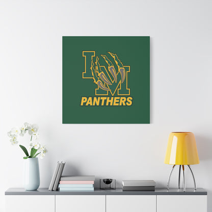 Panthers Logo Matte Stretched Canvas — Green & Gold Game Day Wall Art
