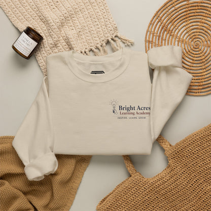 Bright Acres Bright Minds Together Classic Adult Crewneck — Sand, styled front