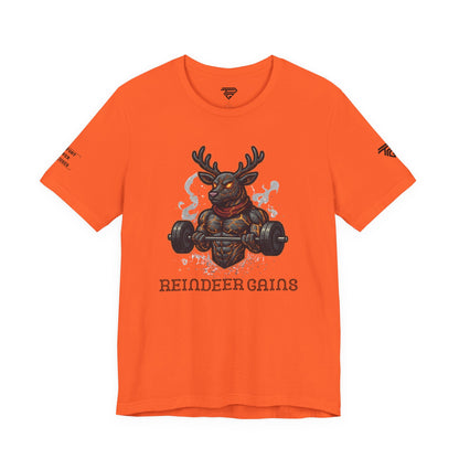 Reindeer Gains Gym T‑Shirt — Funny Christmas Workout Tee