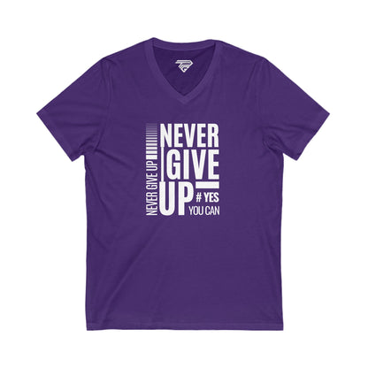 Never Give Up V-Neck Tee