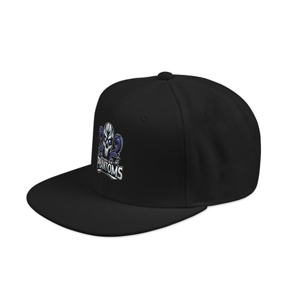 Embroidered Flat Bill Crown Snapback Hat