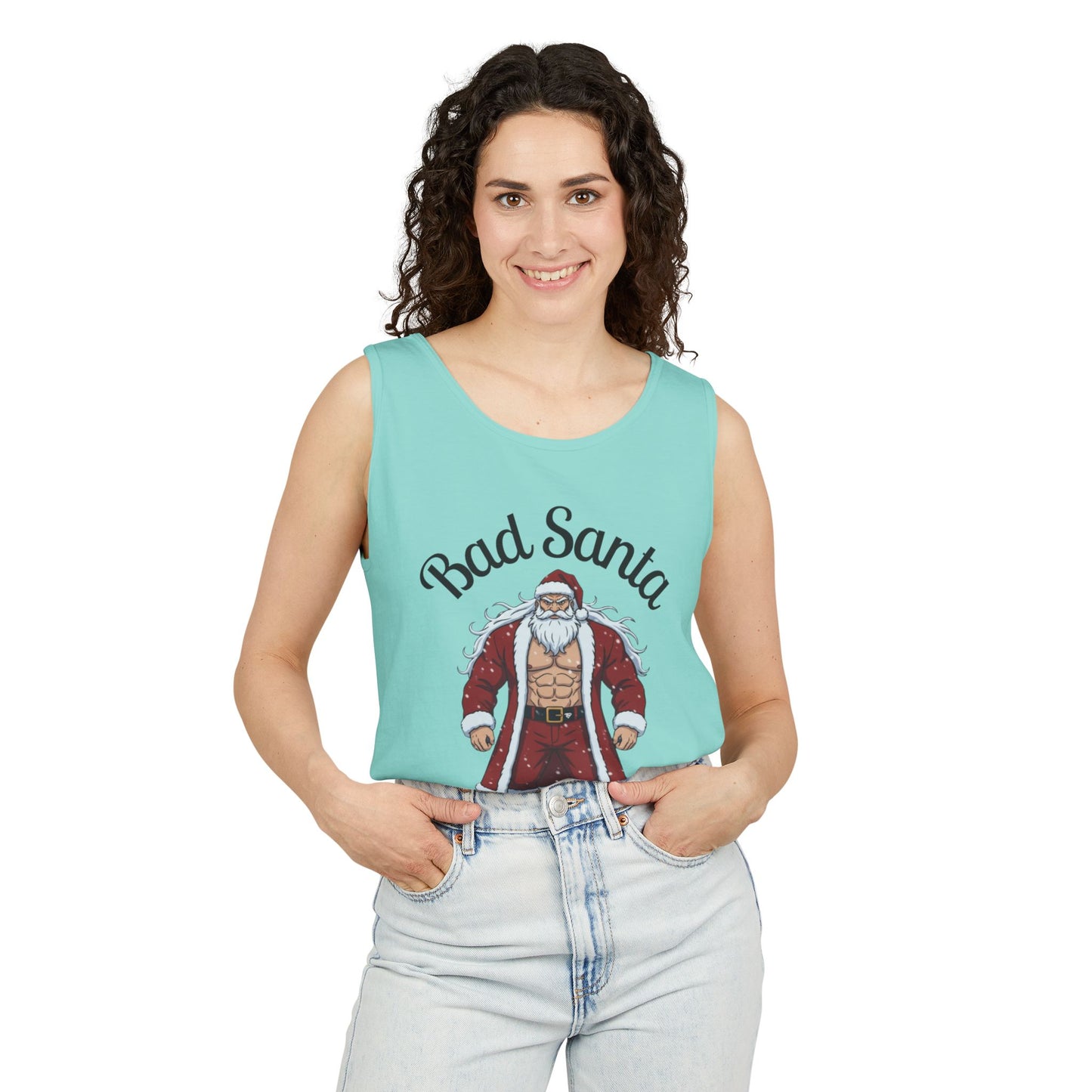 Bad Santa Workout Tank Top — Funny Christmas Gym Tank for Holiday Fitness