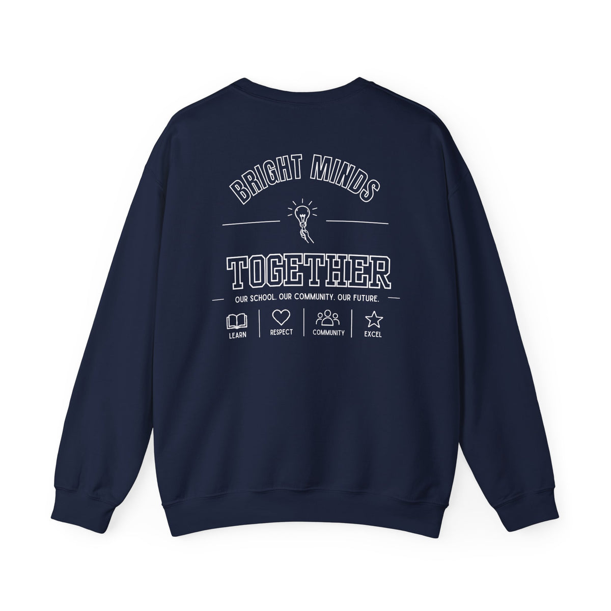 Bright Acres Bright Minds Together Classic Adult Crewneck — Navy, back