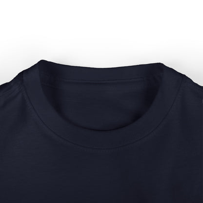 Bright Acres Bright Minds Together Infant Tee — Navy, neckline detail