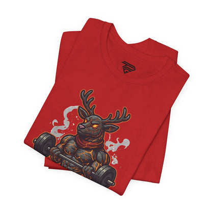 Reindeer Gains Gym T‑Shirt — Funny Christmas Workout Tee