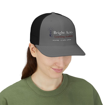 Bright Acres Learning Academy Snapback Trucker Cap — Inspire Learn Grow Embroidered School Hat