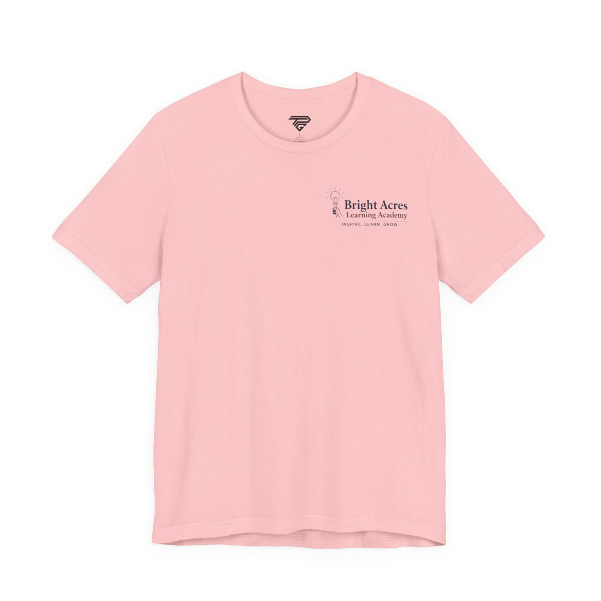 Bright Acres Collegiate Adult Tee — Pink, front