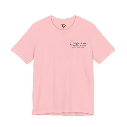 Bright Acres Collegiate Adult Tee — Pink, front