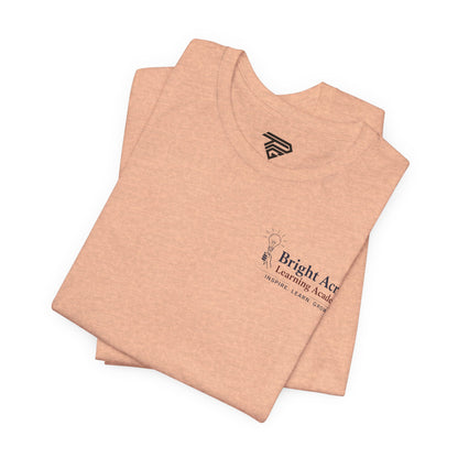 Bright Acres Bright Minds Together Adult Tee — Heather Peach, folded