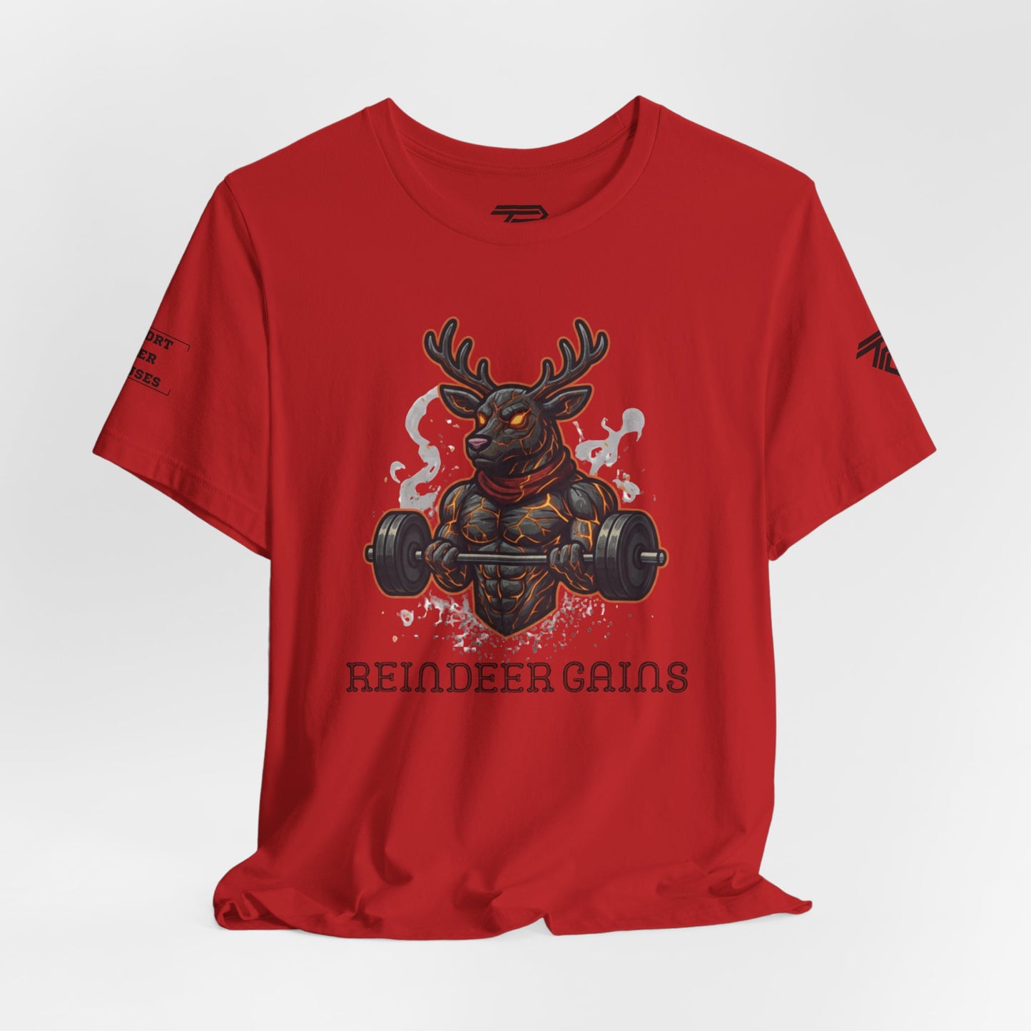Reindeer Gains Gym T‑Shirt — Funny Christmas Workout Tee