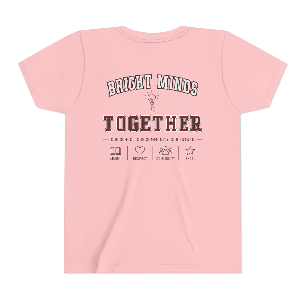 Bright Acres Bright Minds Together Youth Tee — Pink, back
