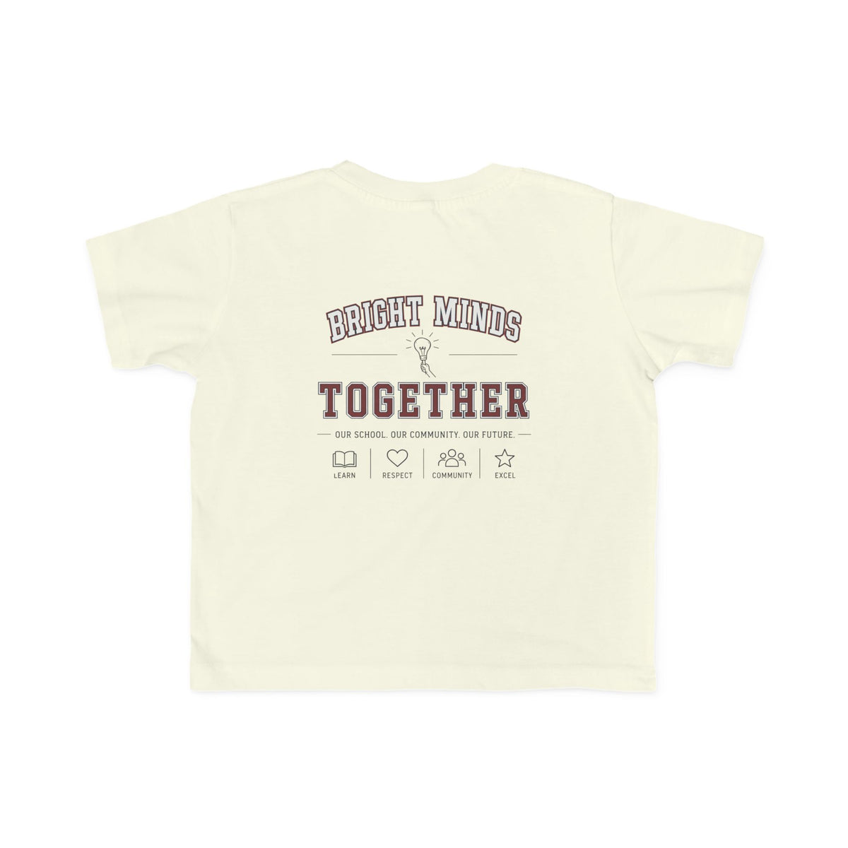 Bright Acres Bright Minds Together Toddler Tee — Natural, back