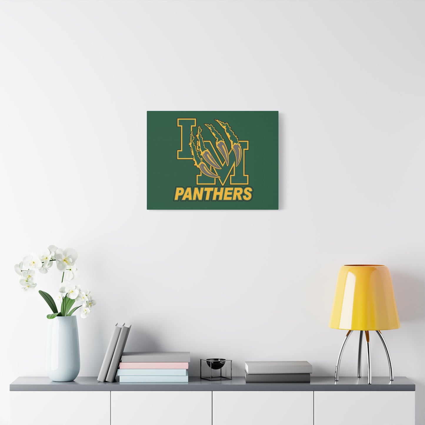 Panthers Logo Matte Stretched Canvas — Green & Gold Game Day Wall Art