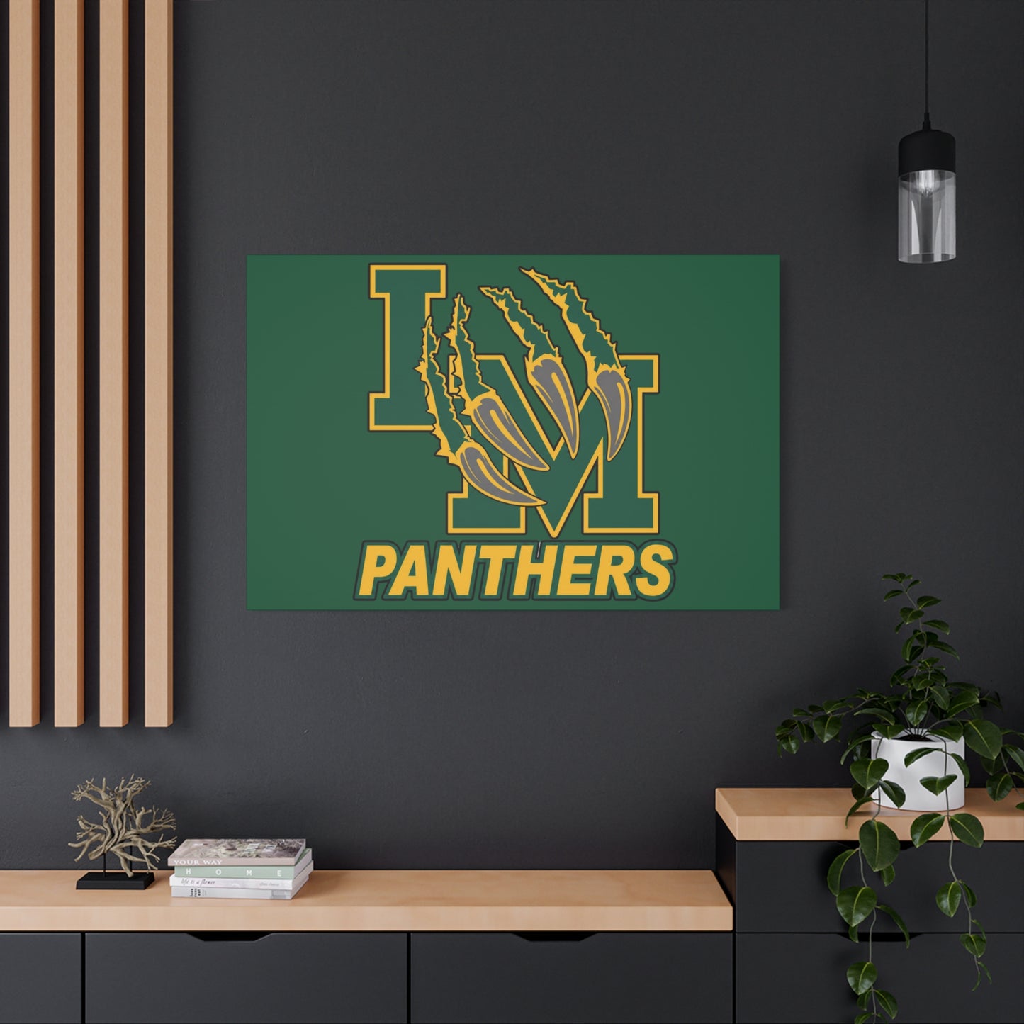 Panthers Logo Matte Stretched Canvas — Green & Gold Game Day Wall Art